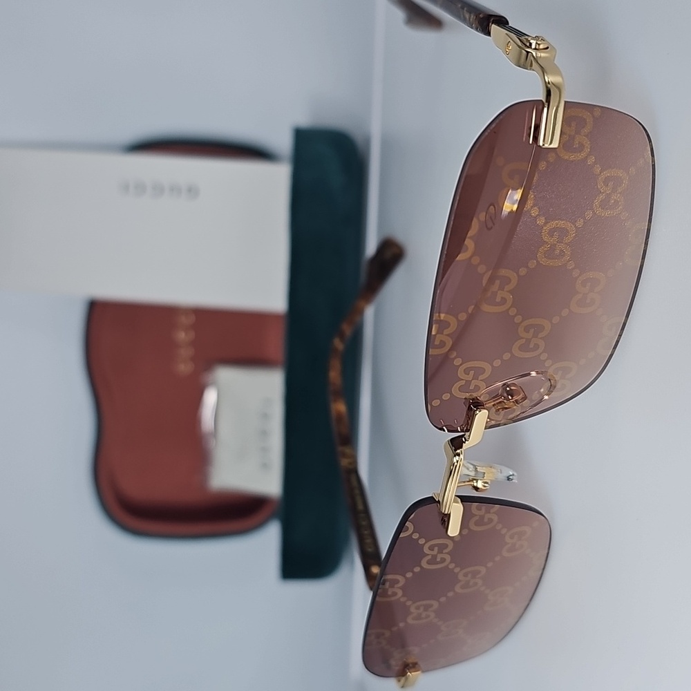 GUCCI UNISEX GG1221S 004 GUCCI RIMLESS GG LOGO ON LENS SUNGLASSES - Picture 8 of 13